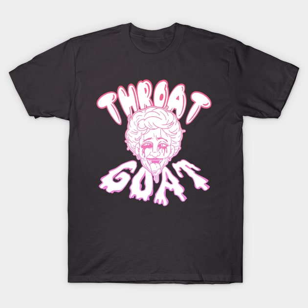 Nancy the THROAT GOAT pinks and whites on colors! T-Shirt by GodsBurden